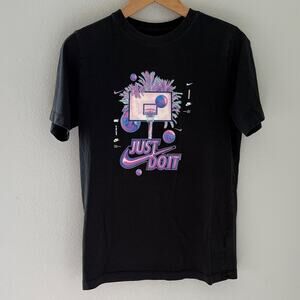 Nike Black T-Shirt with Purple 'Just Do It' Graphic Youth XL